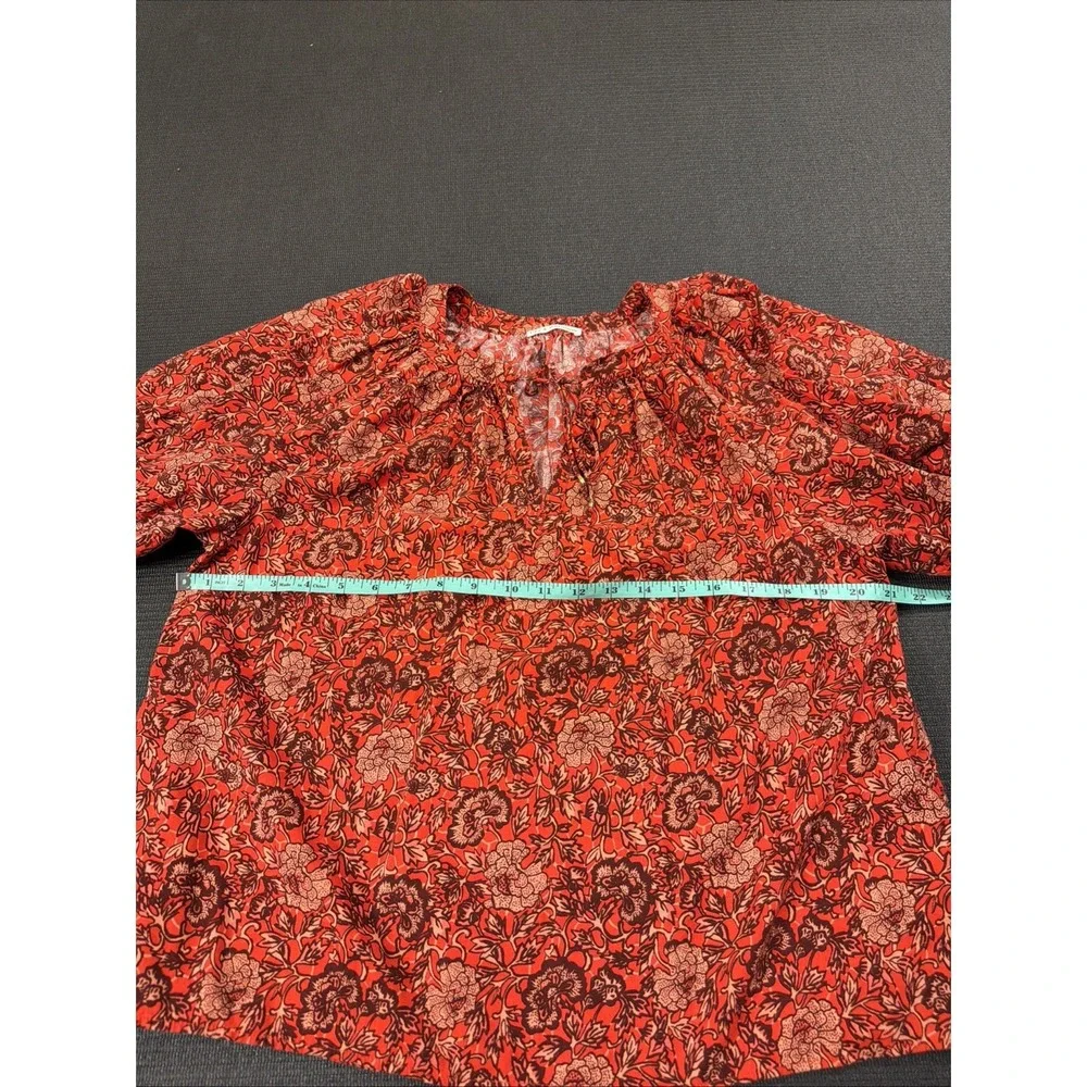 Ulla Johnson‎ Red Floral Puff Sleeve Mari Top Size 10